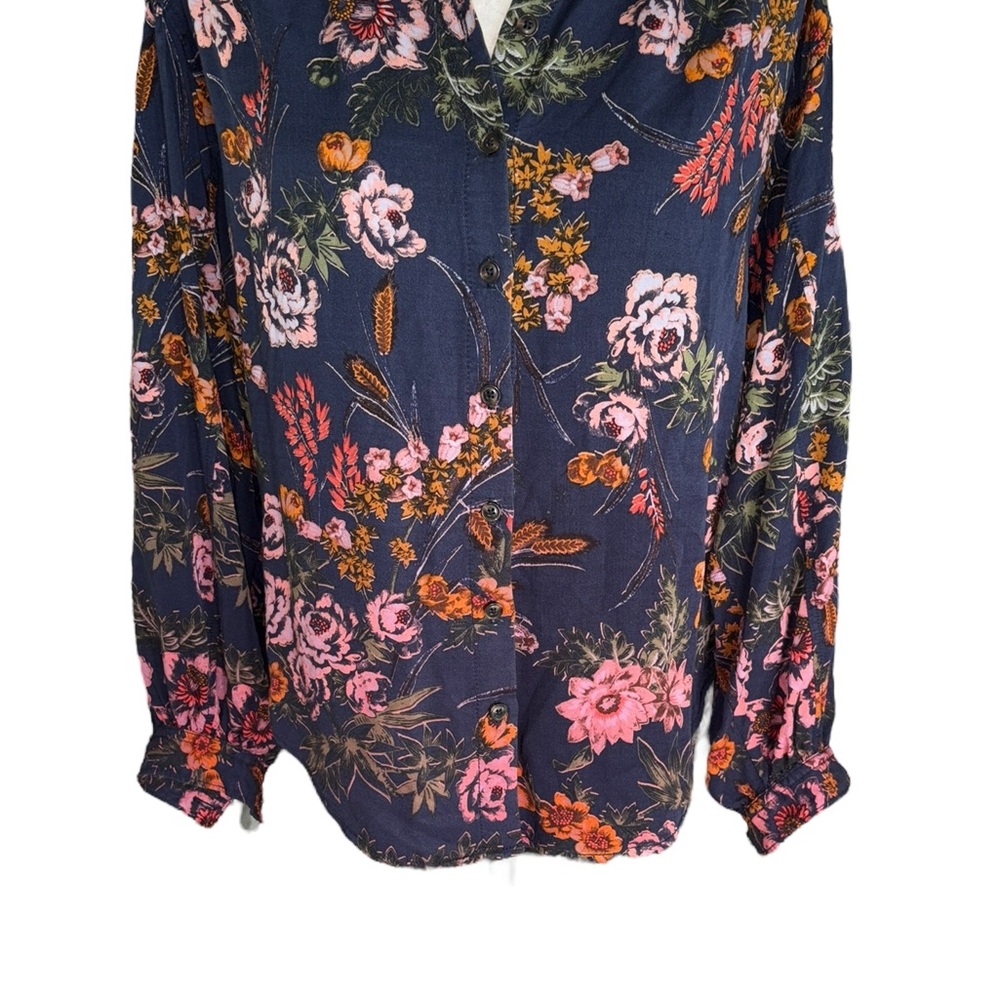 Anthropologie Pilcro Evika Navy Floral Print Oversized Button Down Shirt - XS - Picture 6 of 15